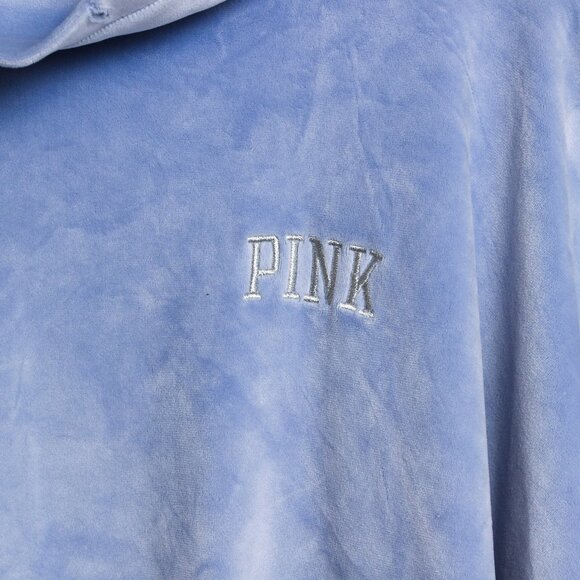 Pink Victorias Secret Velour Varsity Cowl Neck Sweatshirt Womens Small Blue - Picture 6 of 7
